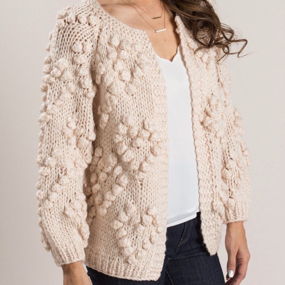 Heart Pom Pom Cardigan